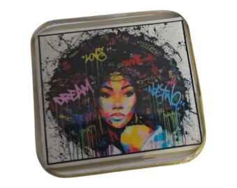 Afrocentric Resin Lapel Pin, Black Woman Brooch, Melanin Statement Pin, Handmade Afro Sisterhood Brooch, Graduation Conference Gift
