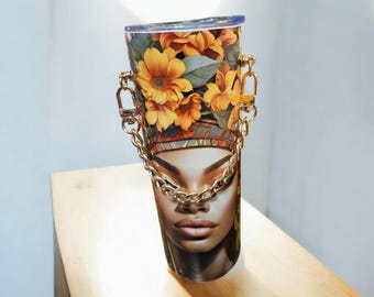 Chain purse Floral Majesty Afrocentric Tumbler,Afrocentric Woman  20oz Tumbler