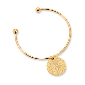 Bracelet jonc personnalisé carte des étoiles - jonc prénom minimaliste mignon - jonc gravé personnalisé pour femme - jonc chaîne à maillons personnalisé