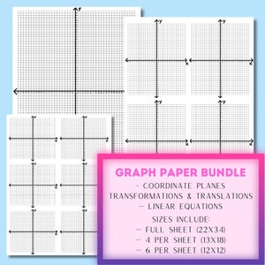 以下が含まれることがあります： 座標平面、変換、線形方程式用の印刷可能なグラフ用紙の束。この束には、フルシート（56x86 cm）、シートあたり4枚（33x46 cm）、シートあたり6枚（30x30 cm）が含まれています。