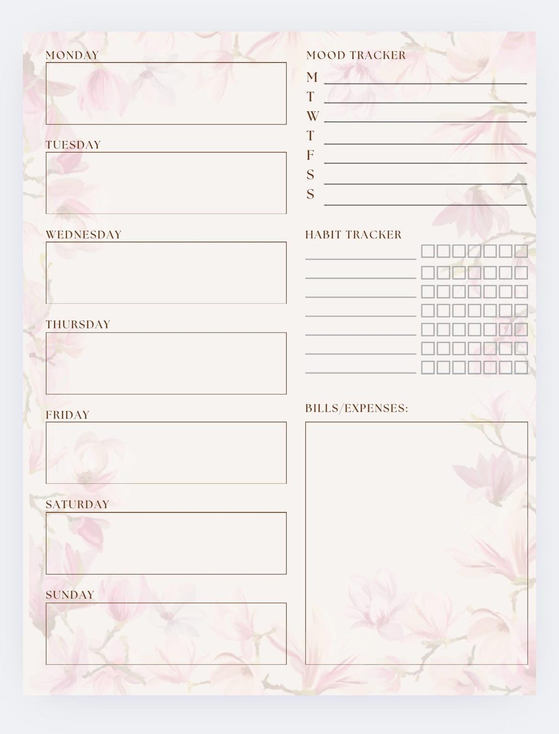 Printable Monthly and Weekly Planner - Etsy