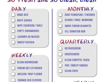 Cleaning Schedule Printable
