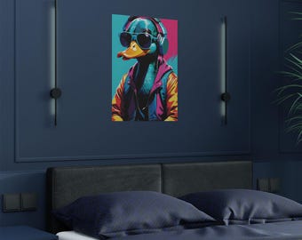 Cool Duck Art Print – Sunglasses and Headphones Poster