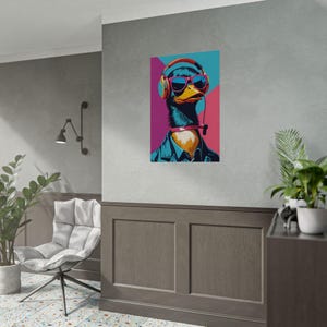 Retro Duck Poster - Cool Sunglasses and Headphones