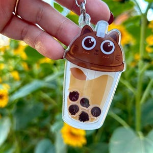 Boba Cat Shaker Keychain