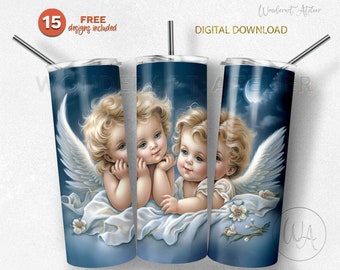 Baby Angels Tumbler Wrap PNG: Cherubino Design (Download digitale)