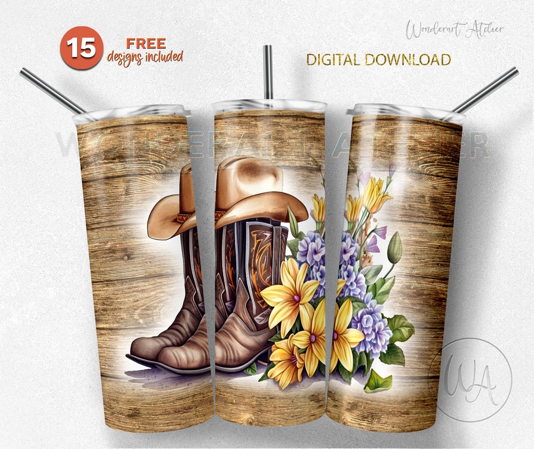 Cowgirl Boots Tumbler Wrap Png, Sublimation Tumbler Desing Png ...