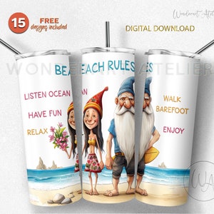 Zasady plażowe tumbler wrap png, zabawny sublimacyjny tumbler desing png. Zabawna para na plaży. Pobieranie cyfrowe