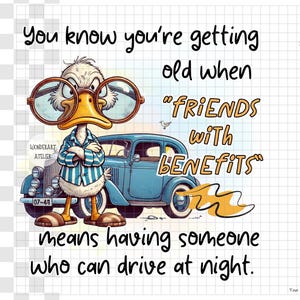 Funny Duck PNG, Friends With Benefits Joke, Retro Humor Sublimation Design, Digital Download