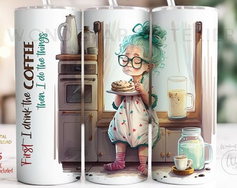 Mom Coffee Tumbler Wrap PNG: Design della cucina (download digitale 20oz Tumbler dritto)