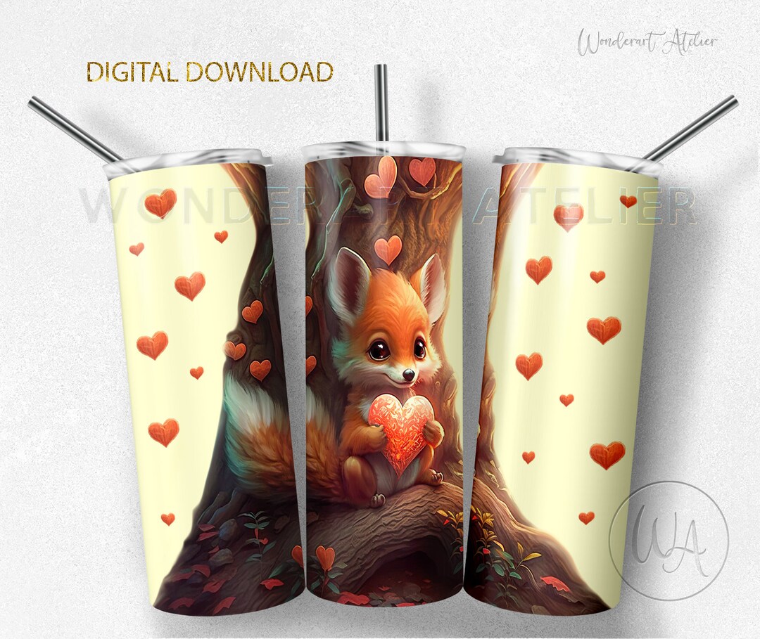 Cute Fox Tumbler Design Png, Sublimation Tumbler Wrap Png . Cute Baby ...