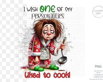 Hausfrau Weihnachten Sublimationsentwurf PNG - Kochen zu Weihnachten, lustiges Zitat, für Geschirrtuch, Becher, Schürze, T-Shirt, digitaler Download