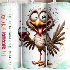 Envoltura para vaso de alcohol, diseño de vaso con pájaro divertido PNG. Cita sobre el alcohol, descarga digital.