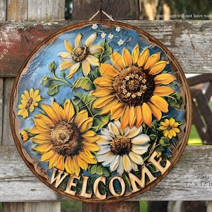 Rustic Welcome Sign PNG , Sublimation Round Design for Front Door, Wreath, Fence Decor. Digital Download