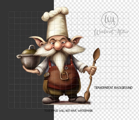 Home & Living :: Kitchen & Dining :: Kitchen Decor :: Chef Was Cute, Gnome  Digital Print