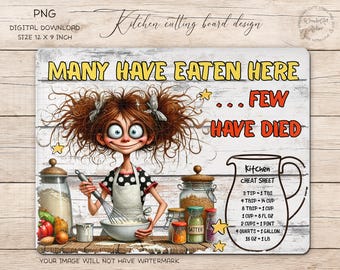 Funny Kitchen Cutting Board Sublimation Design: Many Have Eaten Here (12x9 PNG Digital Download)