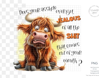 Sarcastic Cow Sublimation Design png - funny highland cow - Humor, Mug,  Tumbler, T-shirt , Digital Download