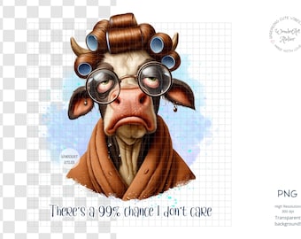 PNG-ontwerp sarcastische koe: grappige koffiemok, sublimatie T-shirt (digitale download)