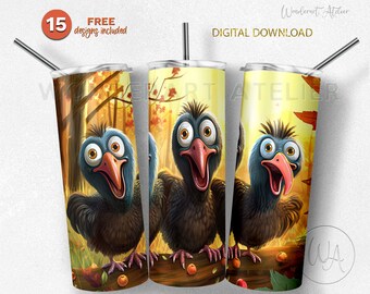 Rolig kalkon-tumblerwrap, sublimeringsdesign (digital nedladdning)