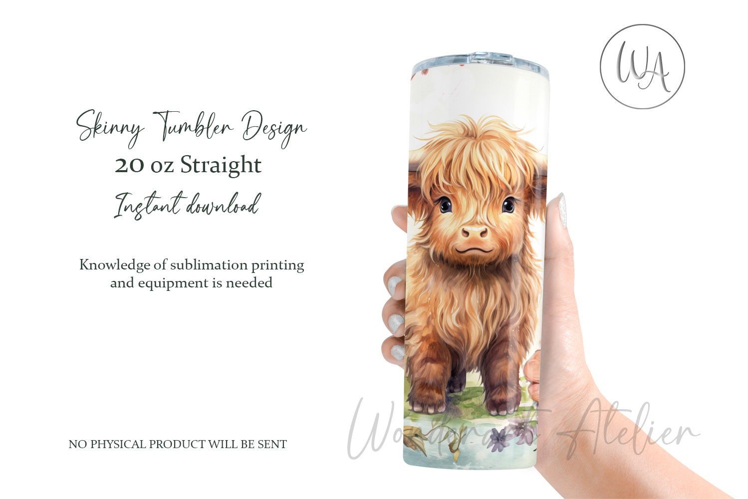 Highland Cow 20 Oz Skinny Tumbler PNG Sublimation Design, Tumbler Wrap ...