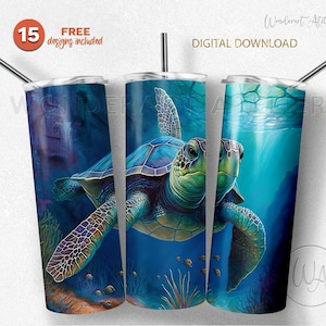 Schildkröten Becher Design png , Sublimationsbecher wickeln png . Digitaler Download.