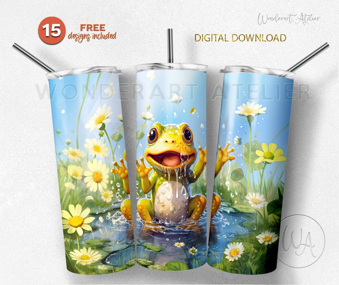 Cute Frog Sublimation Tumbler Wrap PNG, 20 Oz Tumbler Design. Happy ...