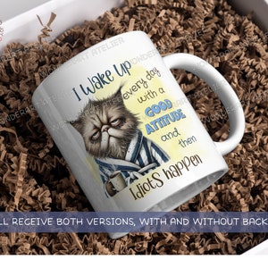 Grumpy Cat PNG: Funny Sarcastic Quote for Coffee Mugs (Digital Download) image 3