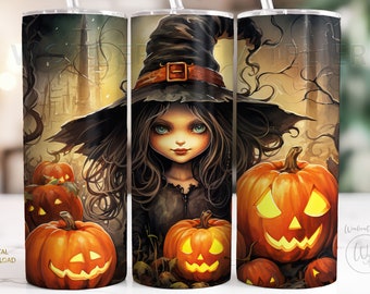Witch Halloween Tumbler Sublimation Design (Digital Download)