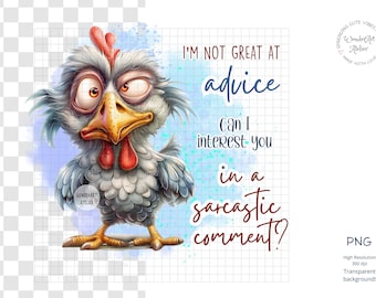 Pollo Sarcástico PNG: Diseño Divertido de Sublimación (Descarga Digital)