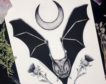Gothic bat art print