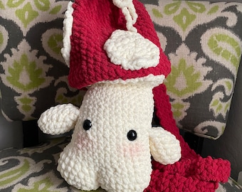 Mushroom Amigurumi Backpack with Drawstring Bag