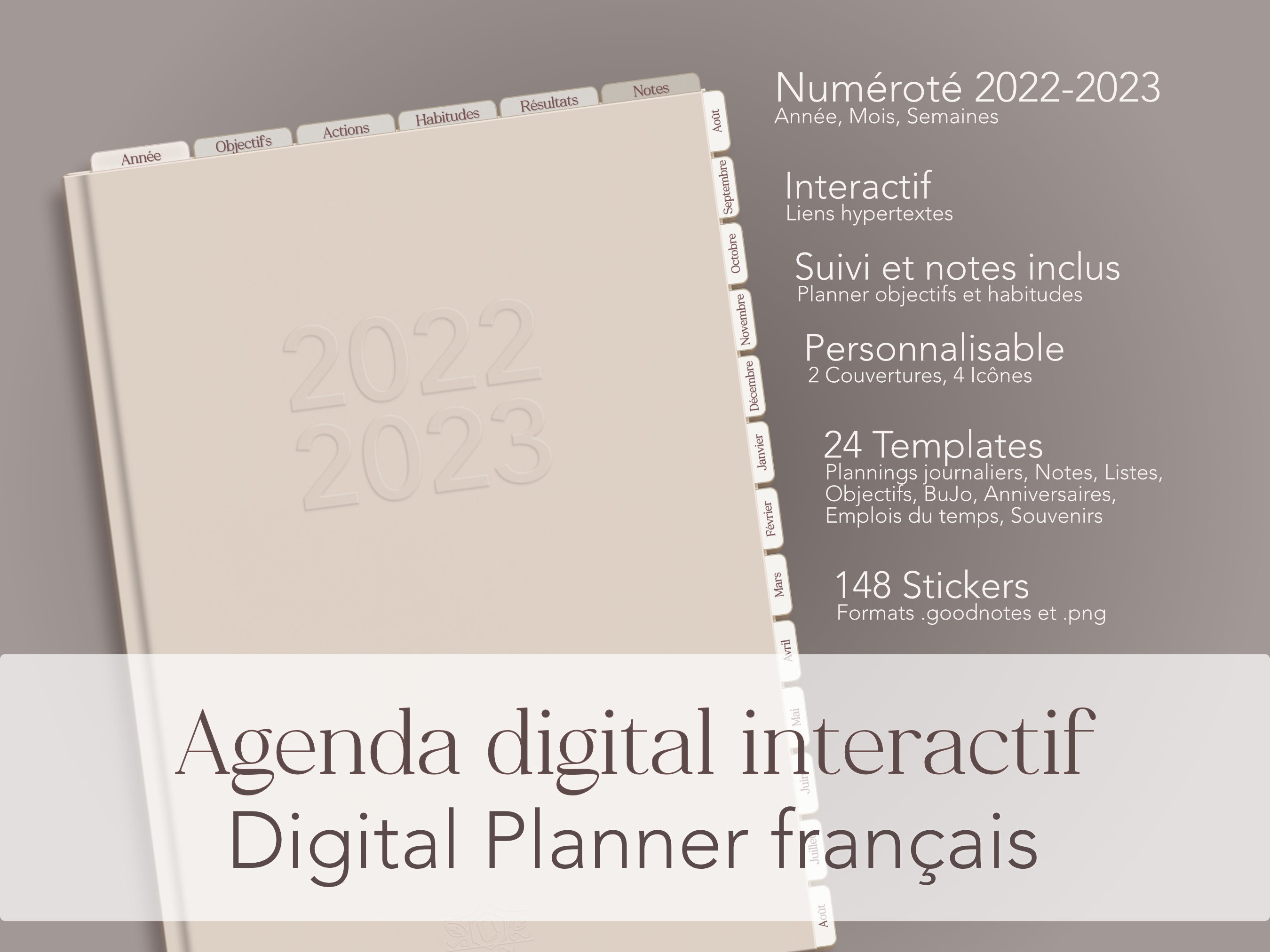Burde Agenda 2023 Life Planner Rose Fleur, 19 Décembre 2022 - 7 janvier  2024, Semainier