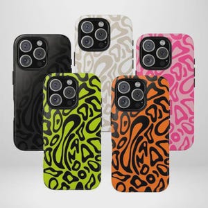 Green Black Wave Phone Case, Abstract Wavy iPhone Cover, Glossy Protective Case, Modern Aesthetic Design for iPhone 11–17