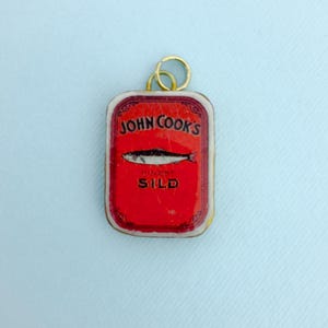 Handmade sardine, fish tin can Clay Jewelry, Necklace , Bracelet Individual Charm