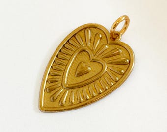 Raw Brass Sacred Heart Charm: DIY Jewelry Add-On