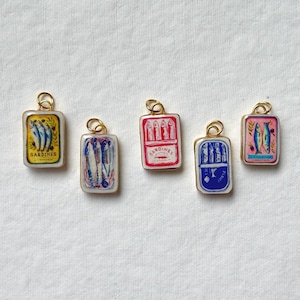 Handmade Sardine tin can Clay Jewelry, Necklace , Bracelet Individual Charm.