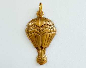 Raw Brass Hot Air Balloon Charm: Vintage Jewelry Finding