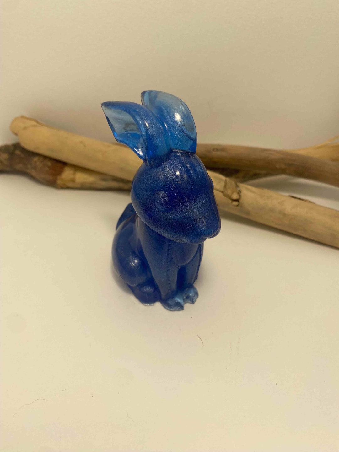 Epoxy Cast Rabbit Pearly Blue Rabbit Figurine, in Epoxy Resin. - Etsy