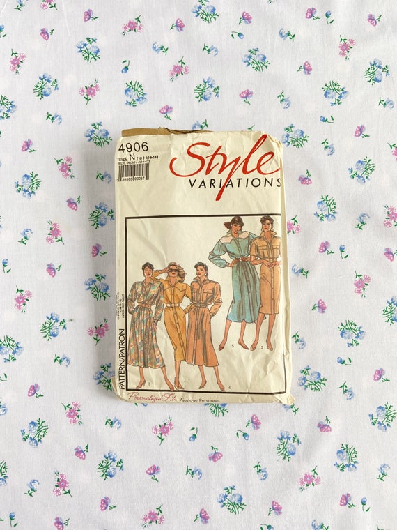 Vintage Ladies Button Front Utility Dress Sewing Pattern Etsy