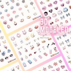 3D Modeled | Pink Cute STICKERS | cute Icon | Digital Stickers | Fashion INS Style | PNG files | Digital Planner | Calendar | Diary | Diy