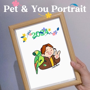 Limited-Time Free  |  Custom Pet Portraits with You & Your Furry Friend!  | Illustration Commission | Cartoon Style | Digital Gifts