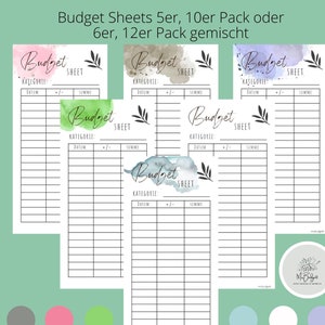 Budget Sheet | Pack of 5, pack of 10 or mix of 6, mix of 12