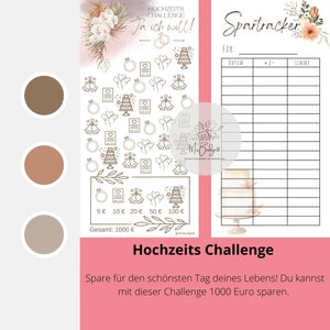 Hochzeit Challenge | Hochzeitschallenge | Sparchallenge | Umschlagmethode | sparen für die Hochzeit | Sparspiele | Budget Planner | DIN A6