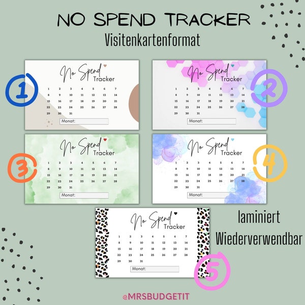 No Spend Tracker | laminierte No Spend Tracker | Wiederverwendbar