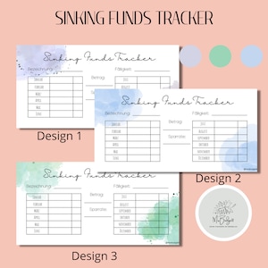 Sinking Funds Tracker |  wahlweise gelocht und laminiert wiederverwendbar oder A6 passend für die Zipper
