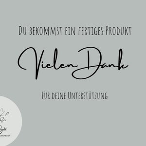 May include: A thank you card with the text "Du bekommst ein fertiges Produkt. Vielen Dank f&uuml;r deine Unterst&uuml;tzung." and a logo with the text "Mrs. Budget. Deine Finanzen im &Uuml;berblick."