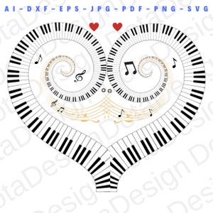 Piano Heart SVG: Music Lover T-Shirt Design (Digital Download)