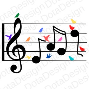 Birds and Notes svg, Musical notes bundle, digital download, instant download, SVG, JPG, PDF, eps