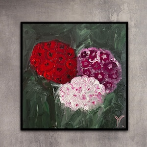 Dianthus barbatus Bouquet - Acrylic Paintings on Canvas.