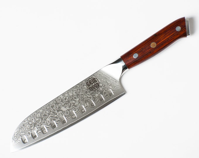 Garnet | Damascus Santoku Knife 18 cm